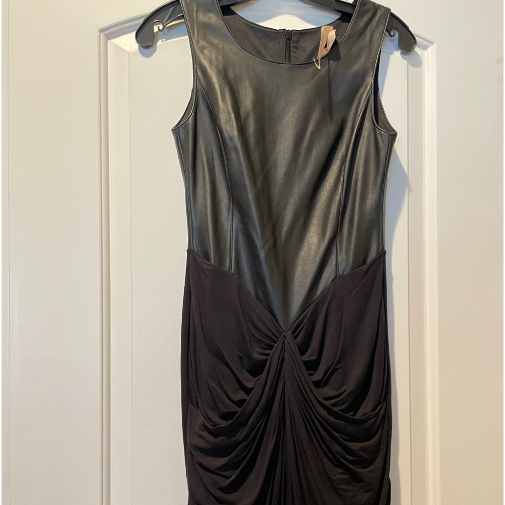 Bailey 44 Black Faux Leather Mini Dress Small